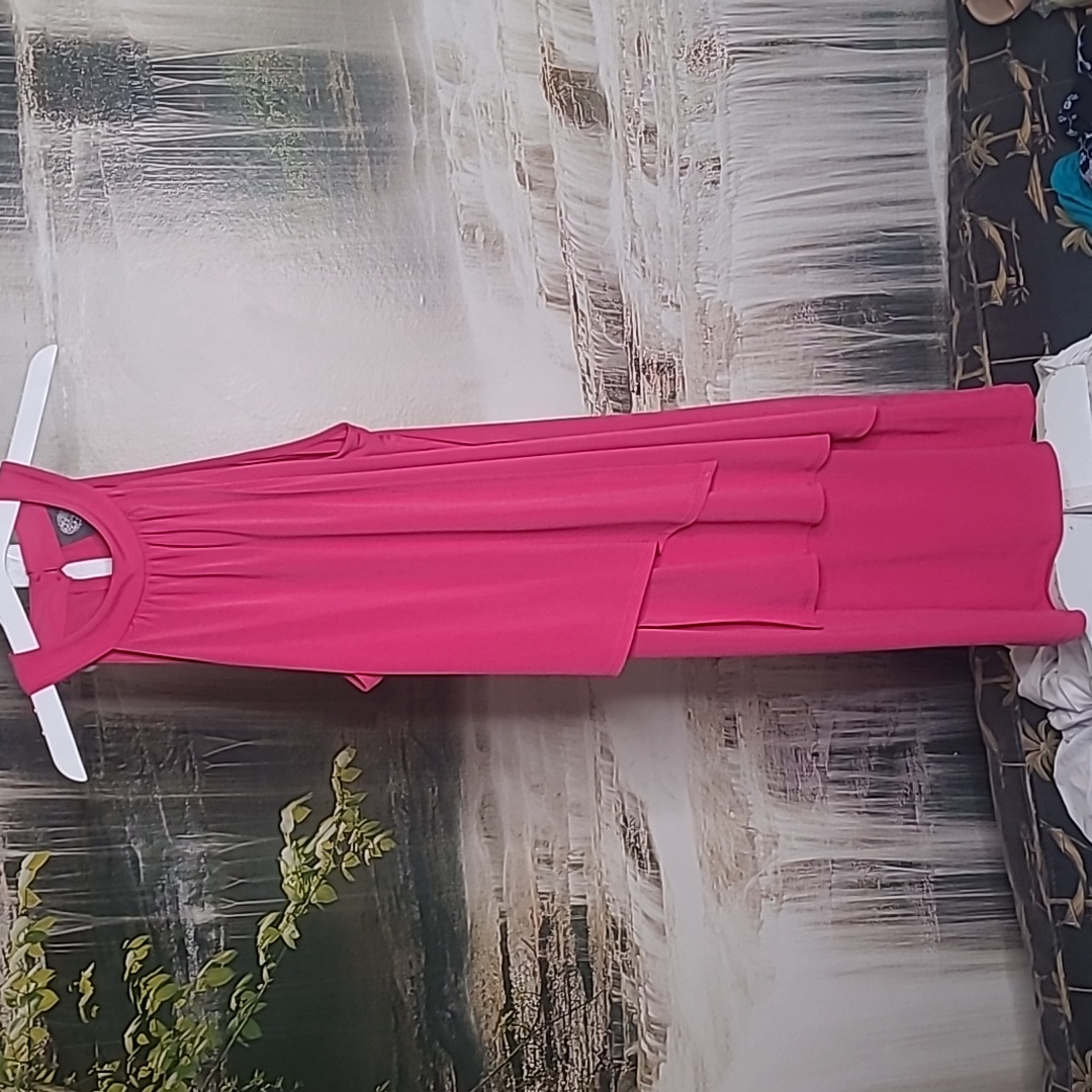 Vince Camuto Women Medium Pink Ruffled Tiered Flowy Designer Halter Dress